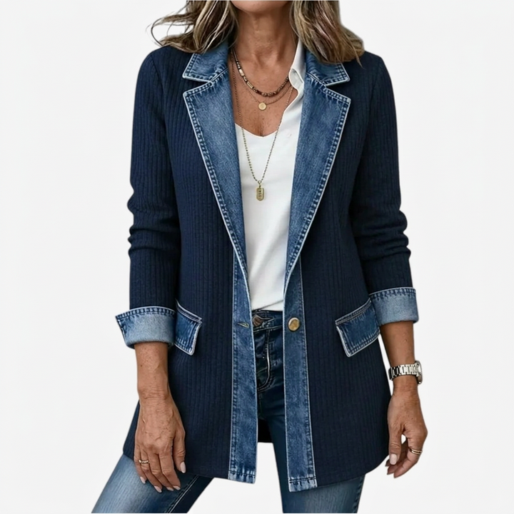 Finola | Knit Denim Trim Jacket