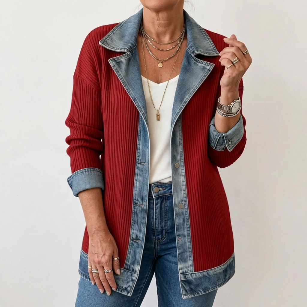 Finola | Knit Denim Trim Jacket
