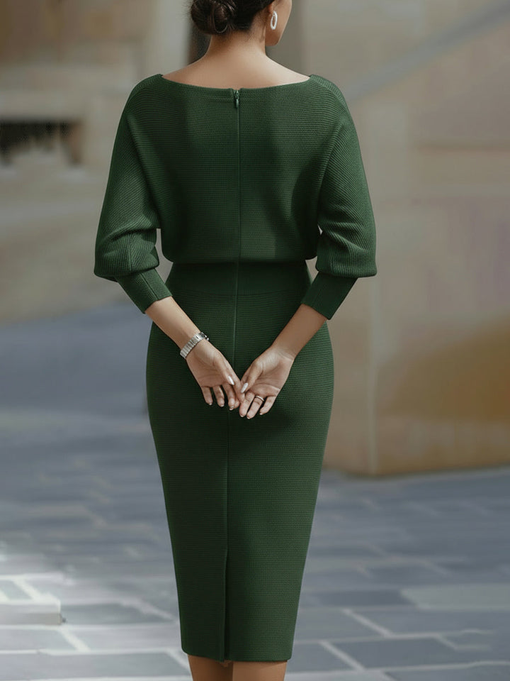 Cliona | Draped Cowl-Neck Midi Dress