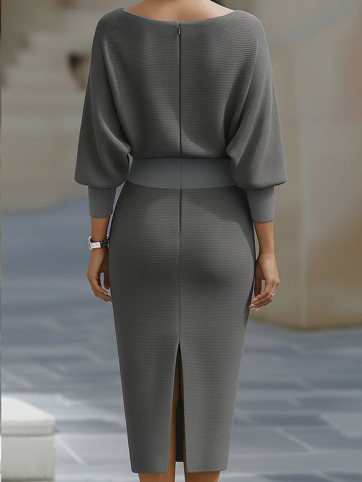 Cliona | Draped Cowl-Neck Midi Dress